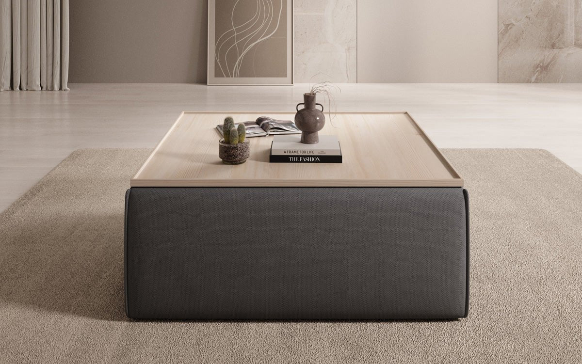 Lesley side stool/coffee table with storage in fabric