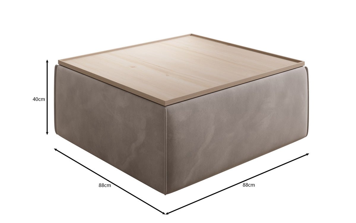 Lesley side stool/coffee table with storage in fabric