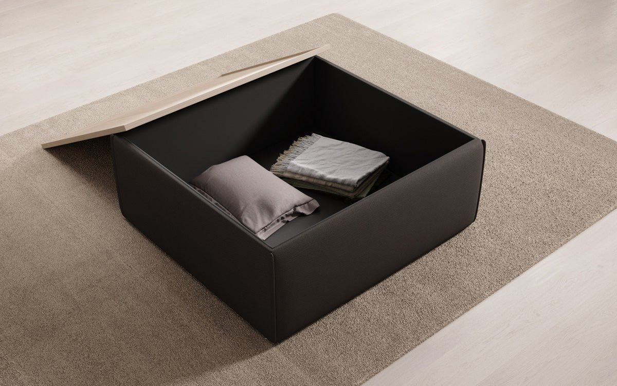 Lesley side stool/coffee table with storage in fabric