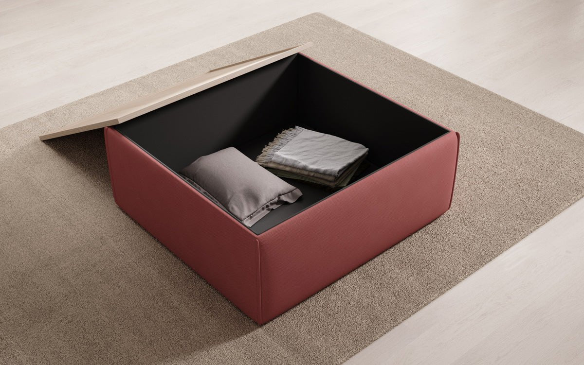 Lesley side stool/coffee table with storage in fabric