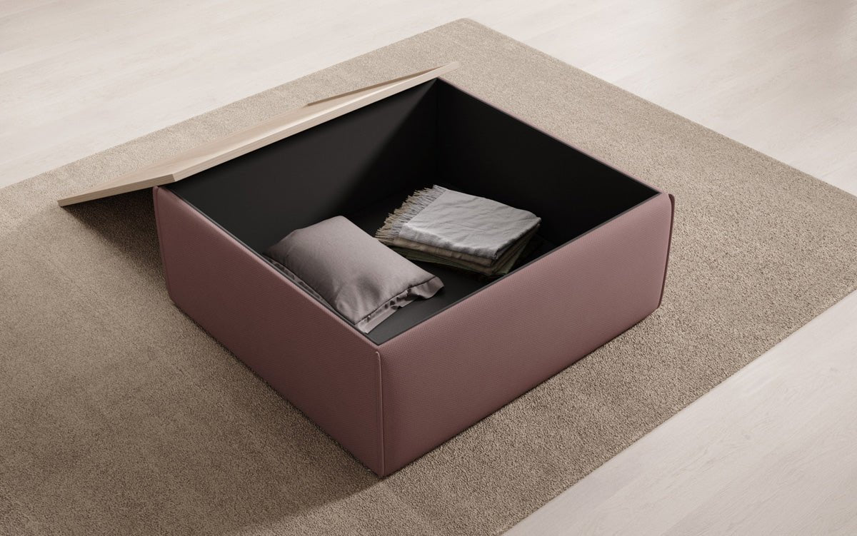 Lesley side stool/coffee table with storage in fabric