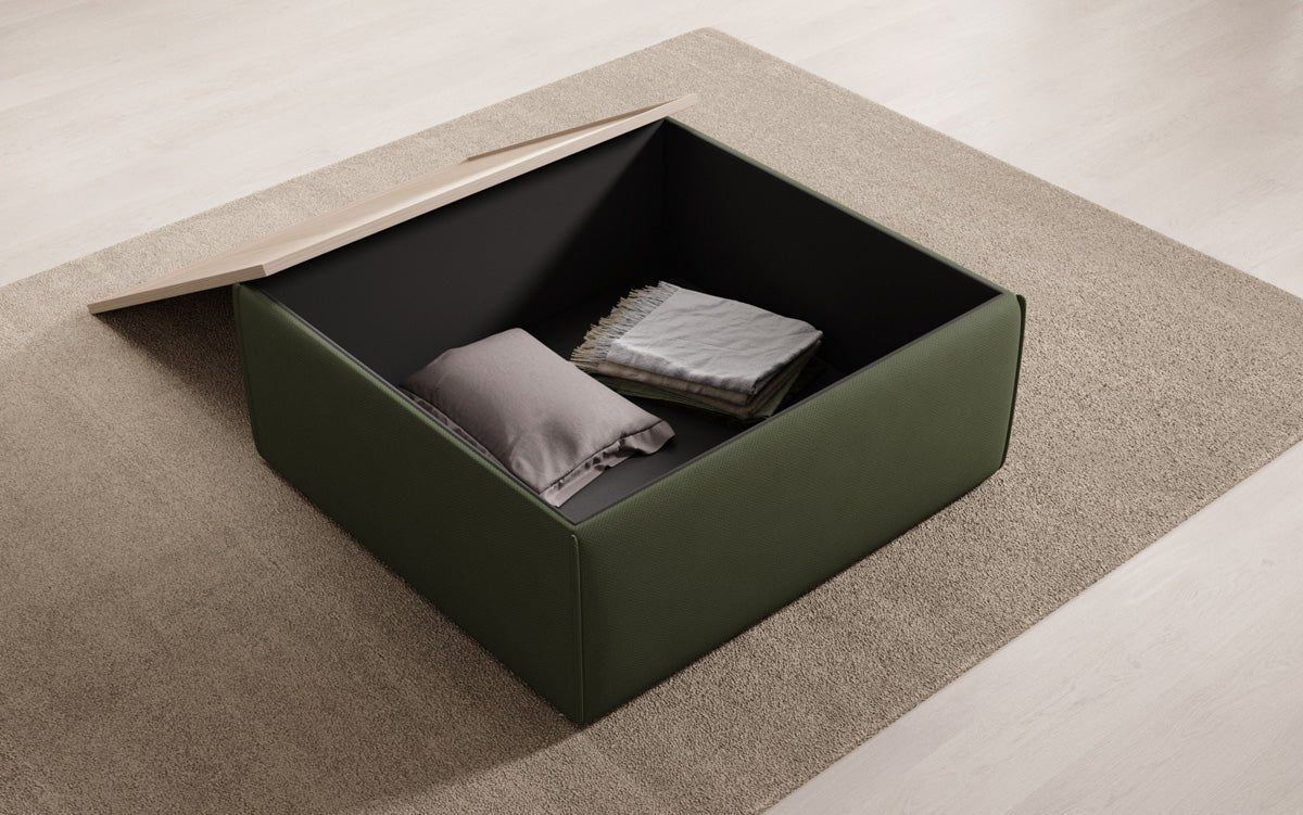 Lesley side stool/coffee table with storage in fabric