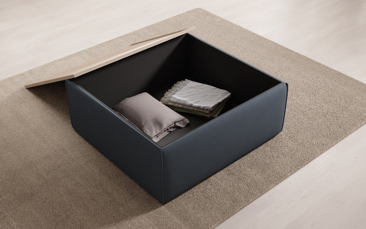 Lesley side stool/coffee table with storage in fabric