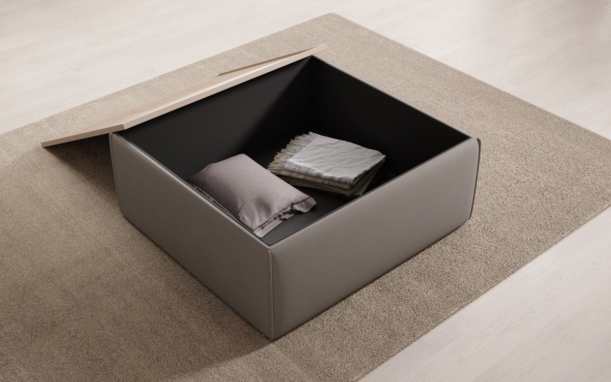 Lesley side stool/coffee table with storage in fabric