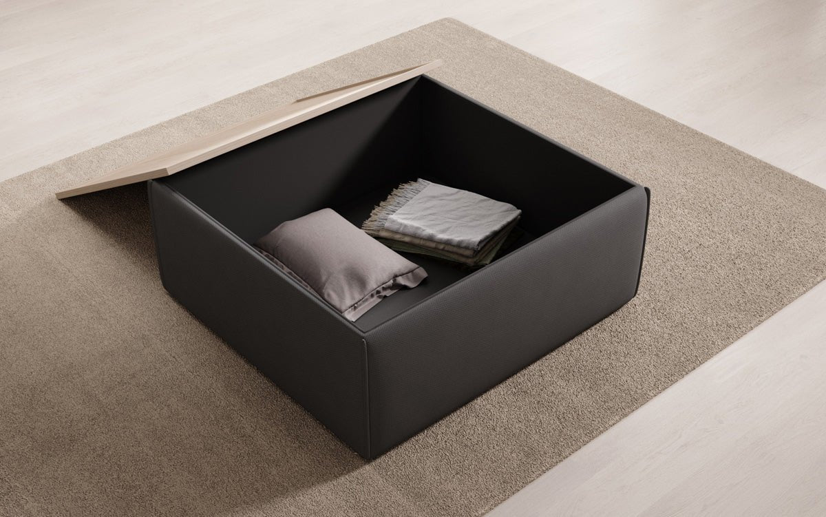 Lesley side stool/coffee table with storage in fabric