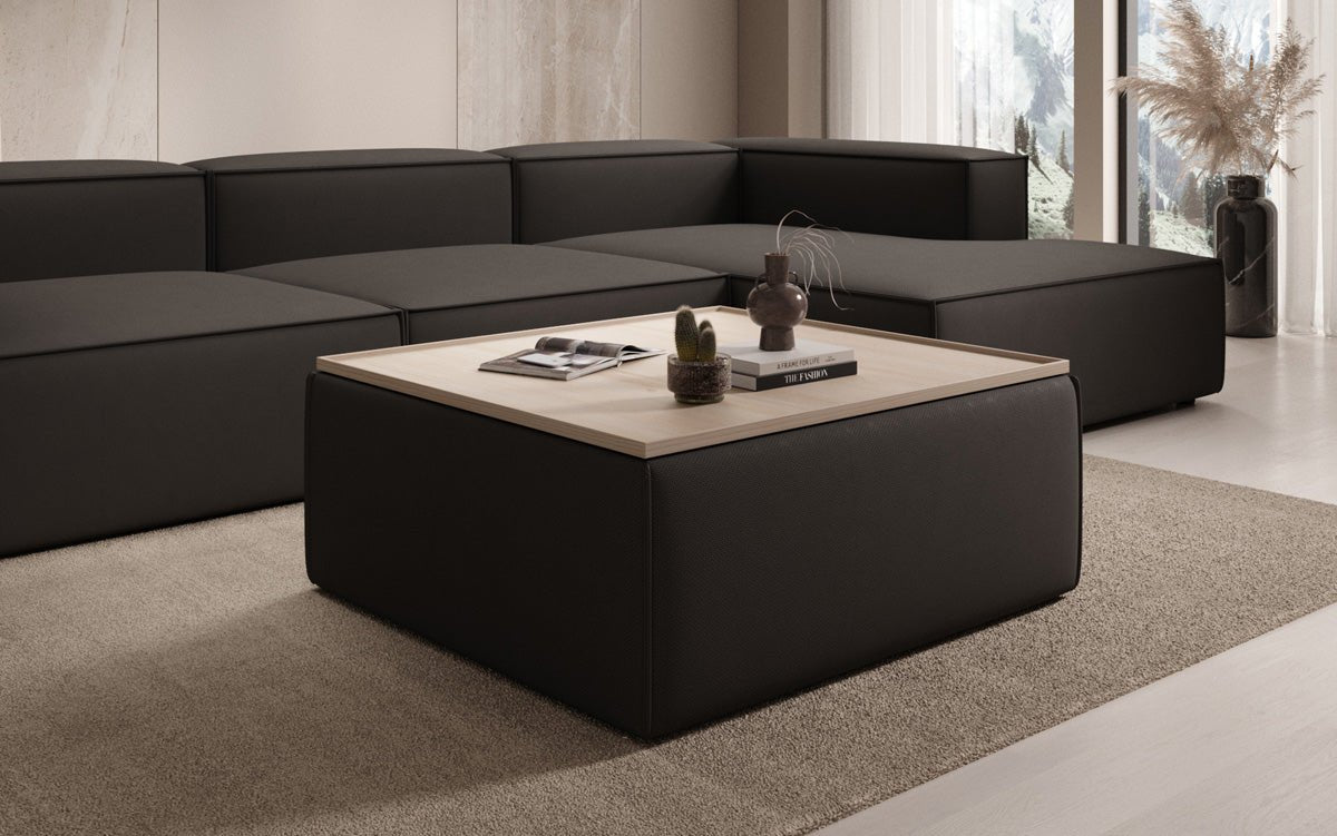 Lesley side stool/coffee table with storage in fabric