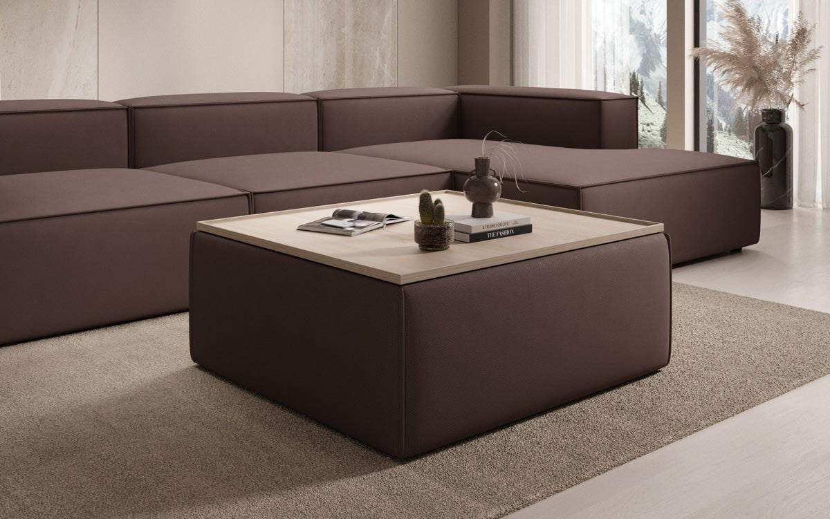 Lesley side stool/coffee table with storage in fabric