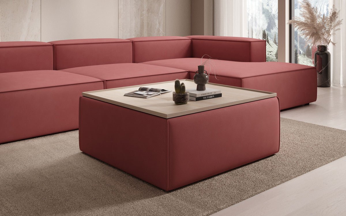 Lesley side stool/coffee table with storage in fabric