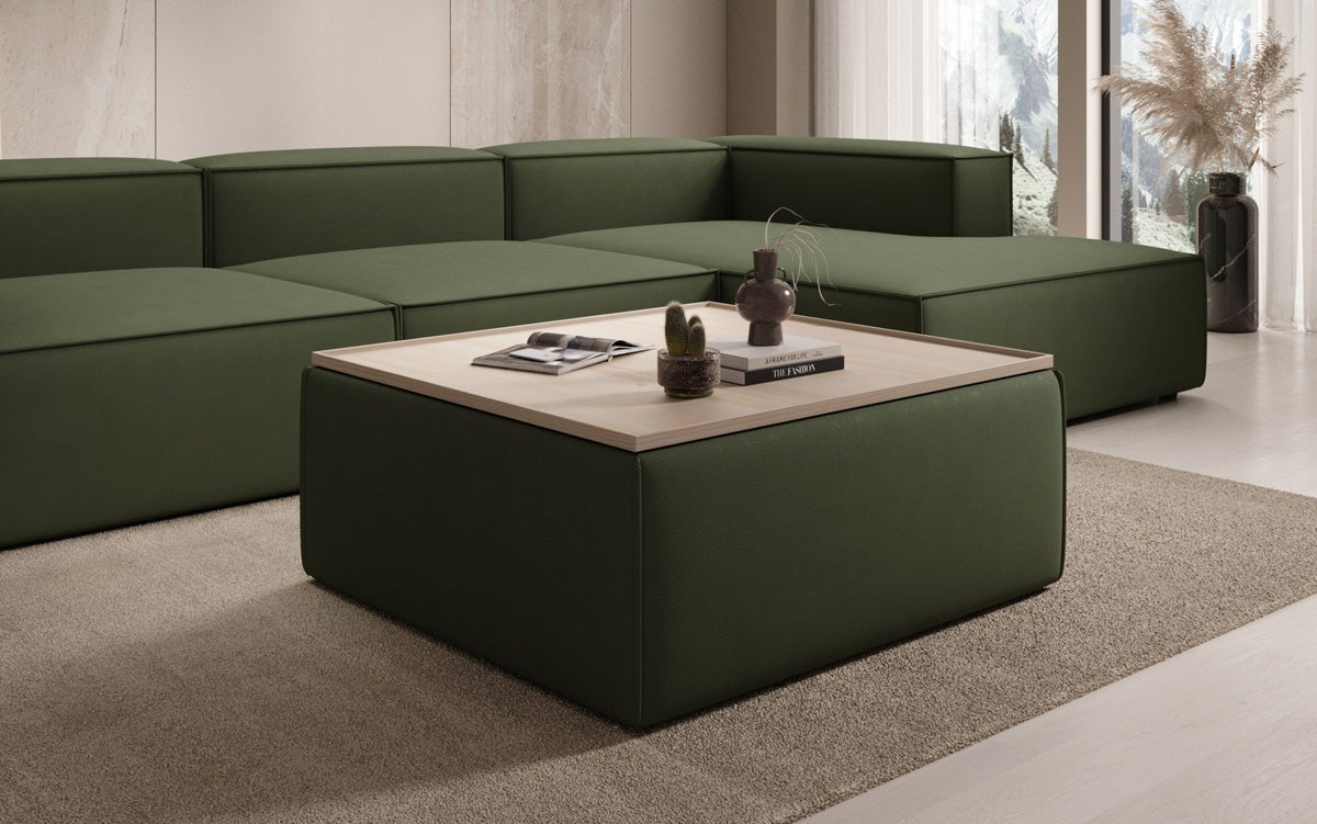 Lesley side stool/coffee table with storage in fabric