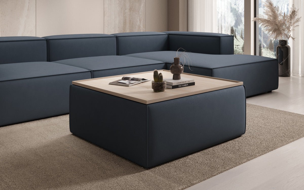 Lesley side stool/coffee table with storage in fabric