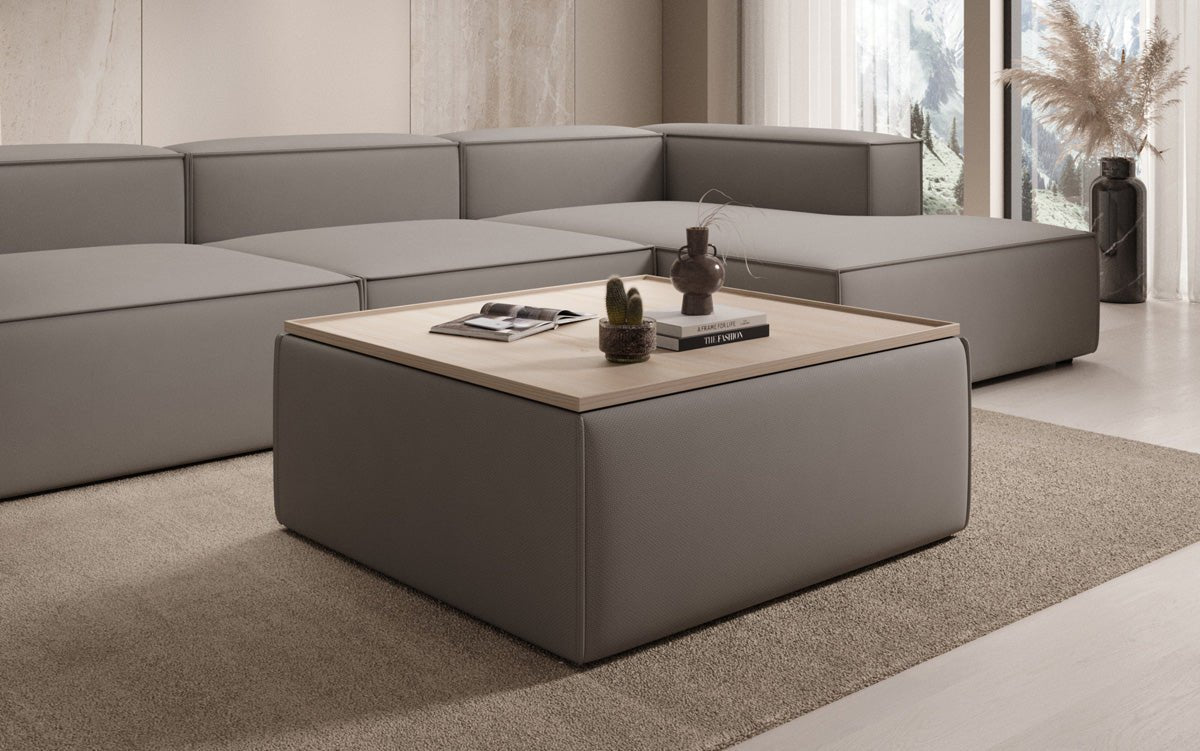 Lesley side stool/coffee table with storage in fabric