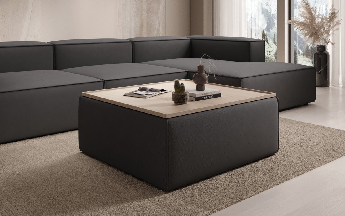 Lesley side stool/coffee table with storage in fabric