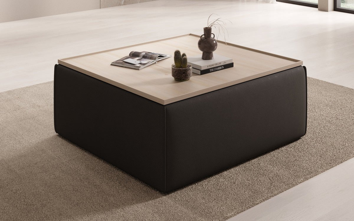 Lesley side stool/coffee table with storage in fabric