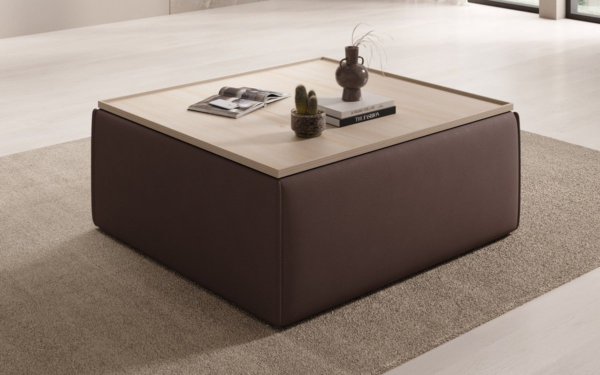Lesley side stool/coffee table with storage in fabric