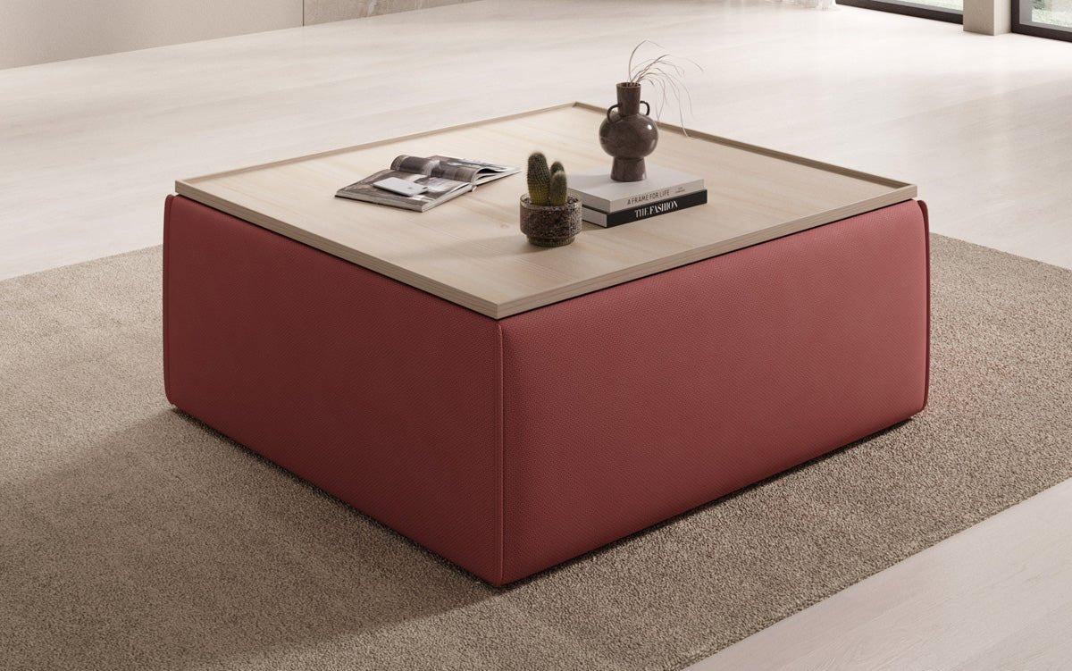 Lesley side stool/coffee table with storage in fabric
