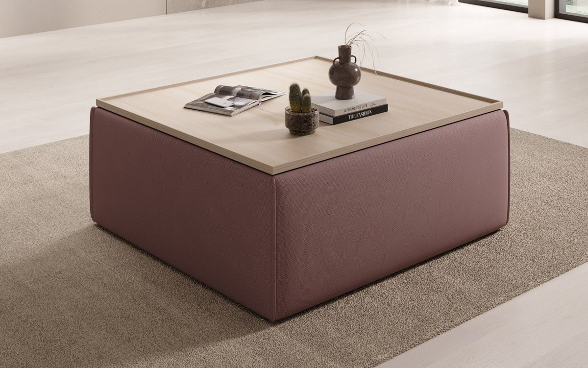 Lesley side stool/coffee table with storage in fabric