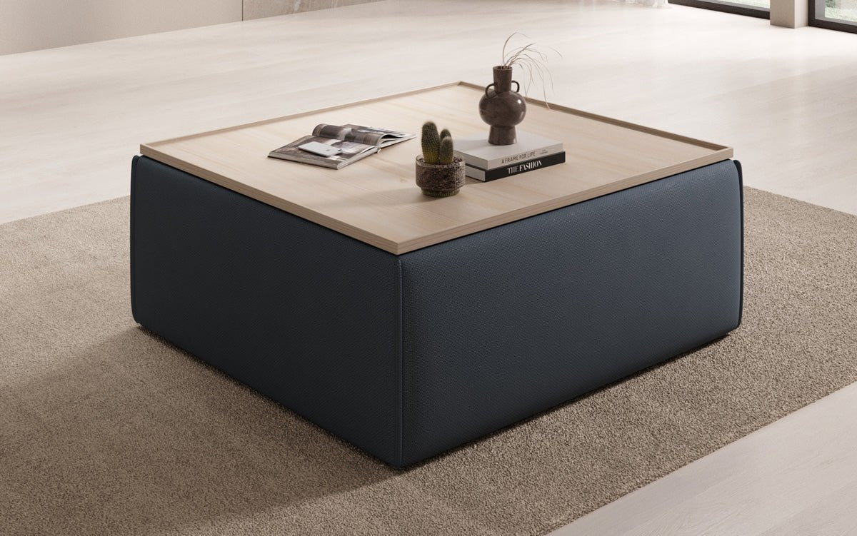 Lesley side stool/coffee table with storage in fabric