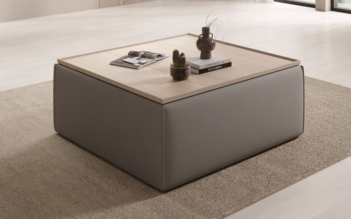 Lesley side stool/coffee table with storage in fabric