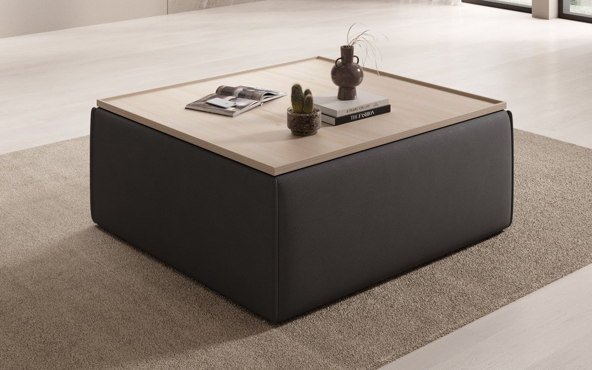 Lesley side stool/coffee table with storage in fabric