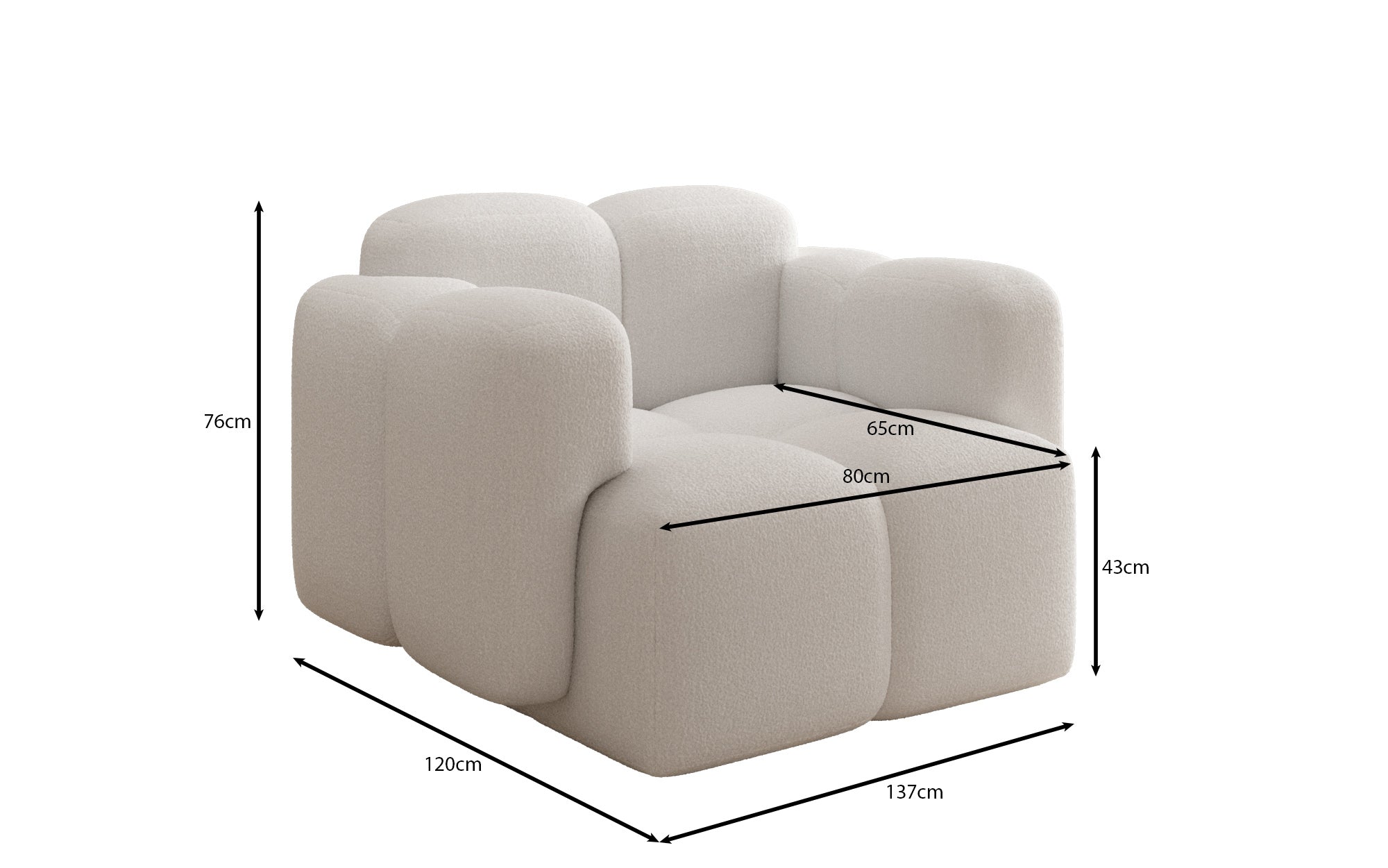 Designer Sofa-Sessel Celly in Bouclé