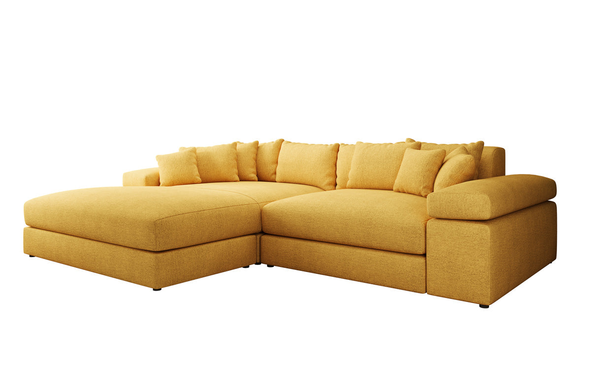 Designer Ecksofa Bernardo mit breiter Ottomane in Strukturstoff