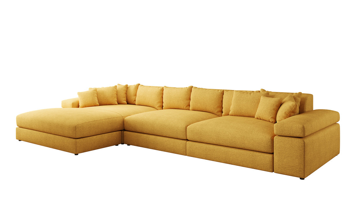 Designer Ecksofa Bernardo Maxi mit breiter Ottomane in Strukturstoff