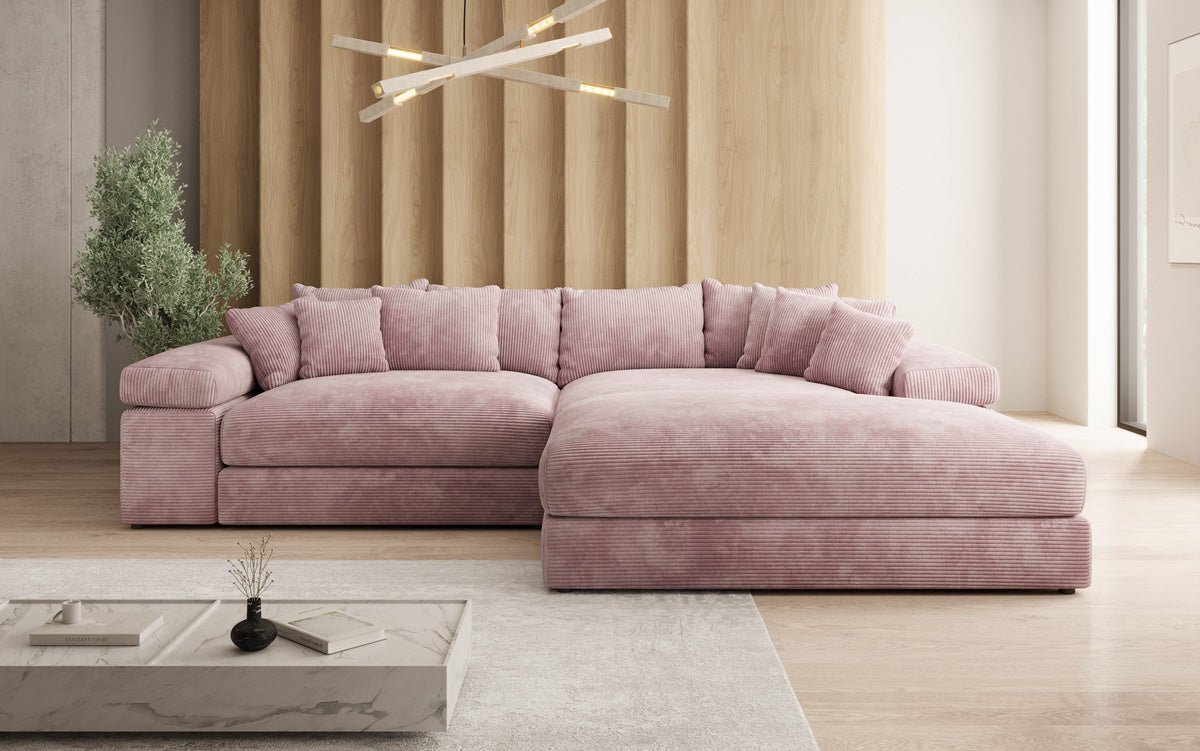 Designer Sofa Bernardo mit breiter Ottomane in Cord