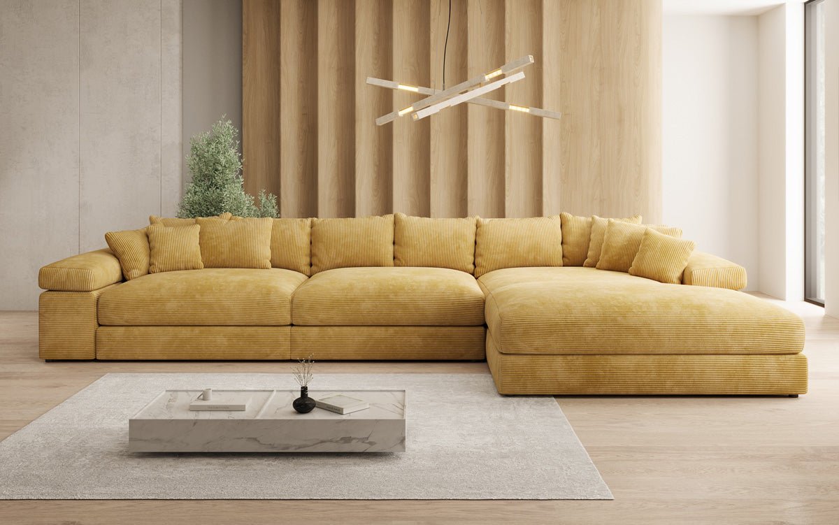 Designer Sofa Bernardo L Maxi mit breiter Ottomane in Cord