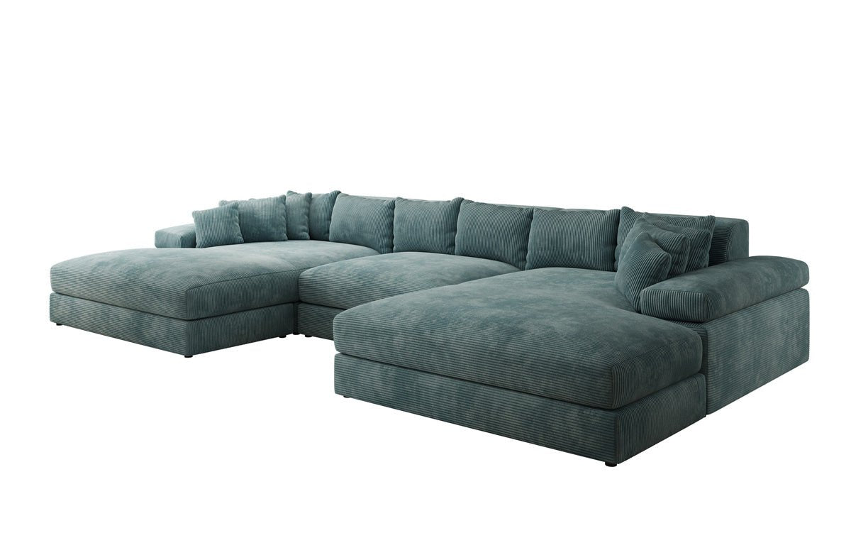 Designer Sofa Bernardo U mit breiter Ottomane in Cord