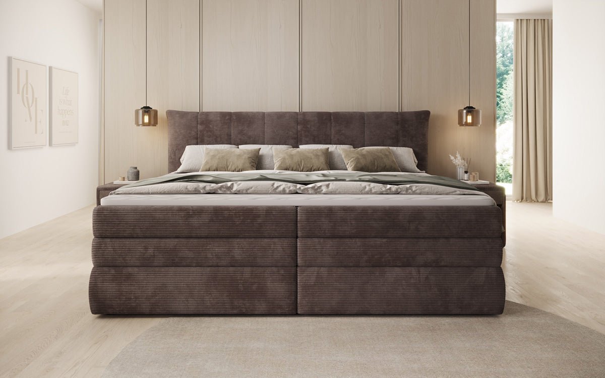 Familien Boxspringbett Stella in 220/240x200 mit Stauraum in Cord
