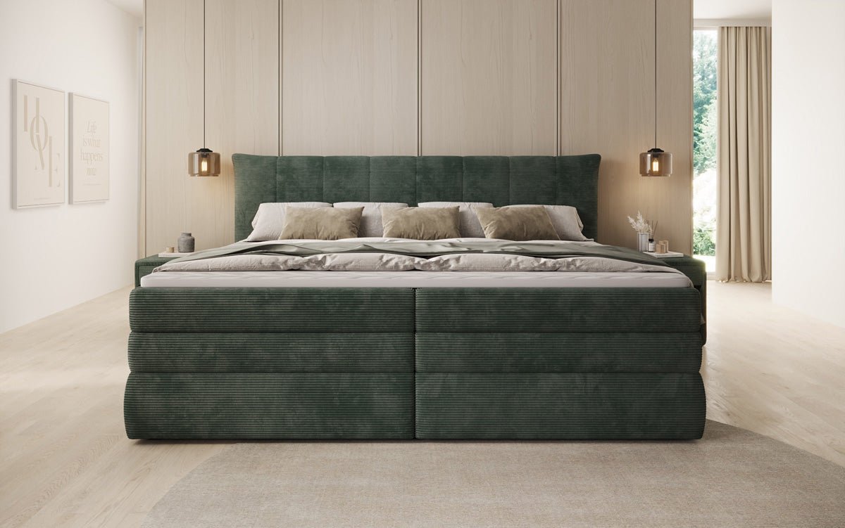 Familien Boxspringbett Stella in 220/240x200 mit Stauraum in Cord