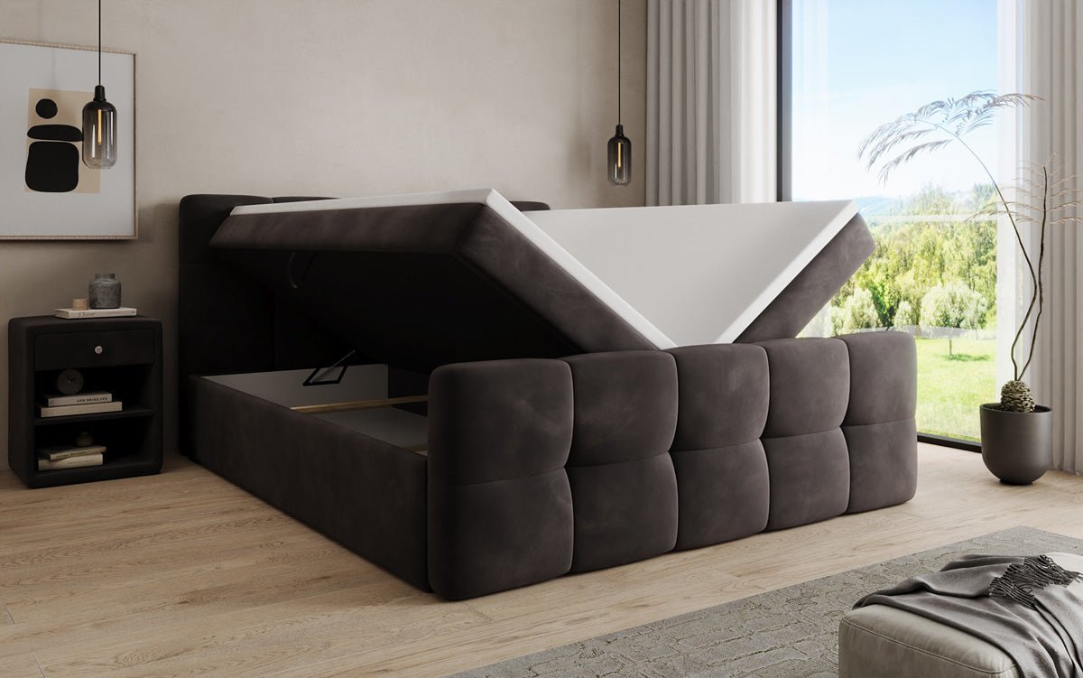 Boxspringbett Cozy Samt mit Stauraum