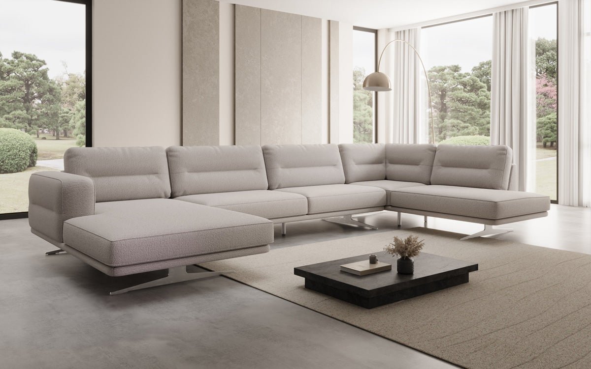Designer Sofa Wohnlandschaft Torino U in Bouclé