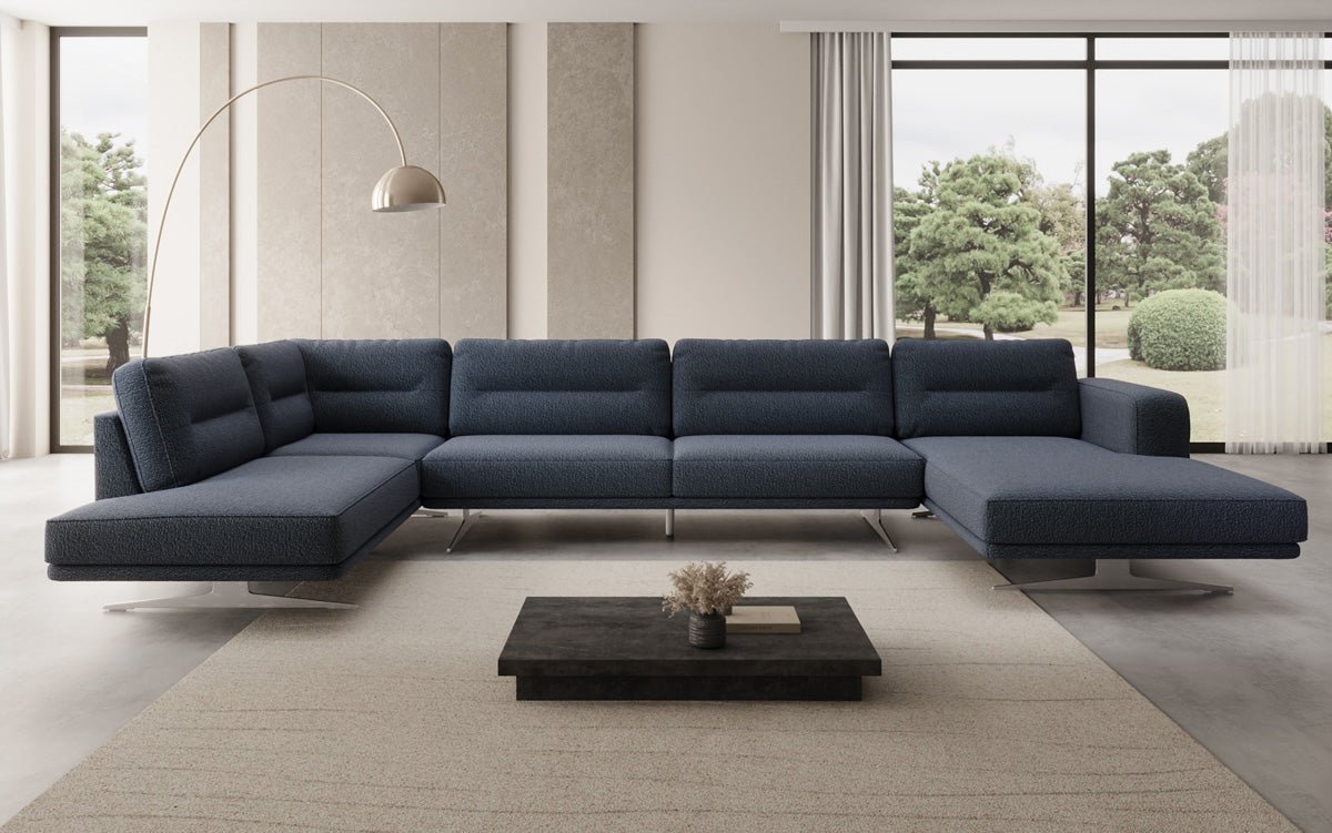 Designer Sofa Wohnlandschaft Torino U in Bouclé