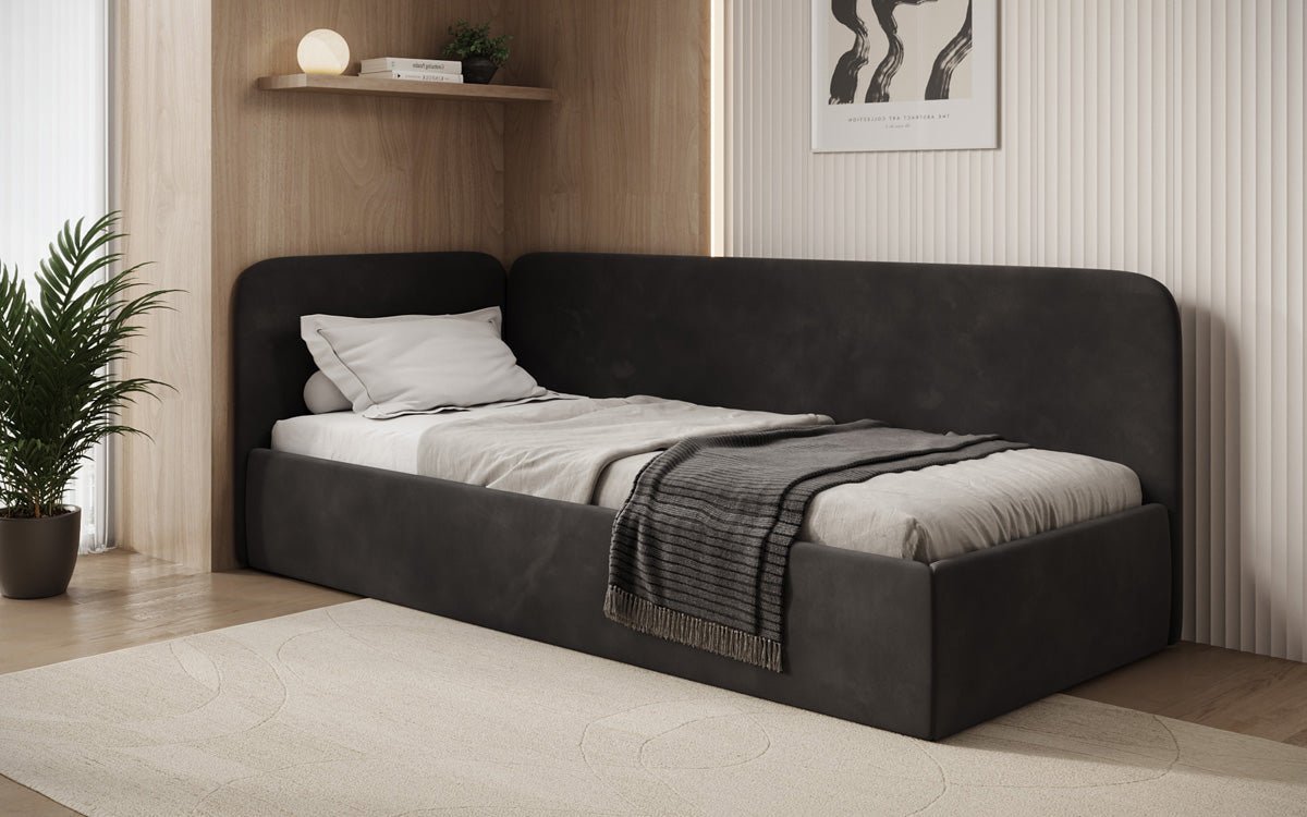 Designer Polsterbett/Gästebett/Sofa Cleo mit Stauraum