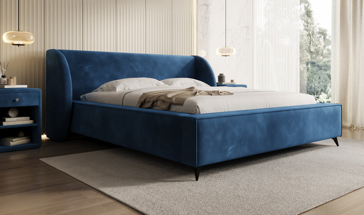 Designer Polsterbett Freya in Samt mit Stauraum