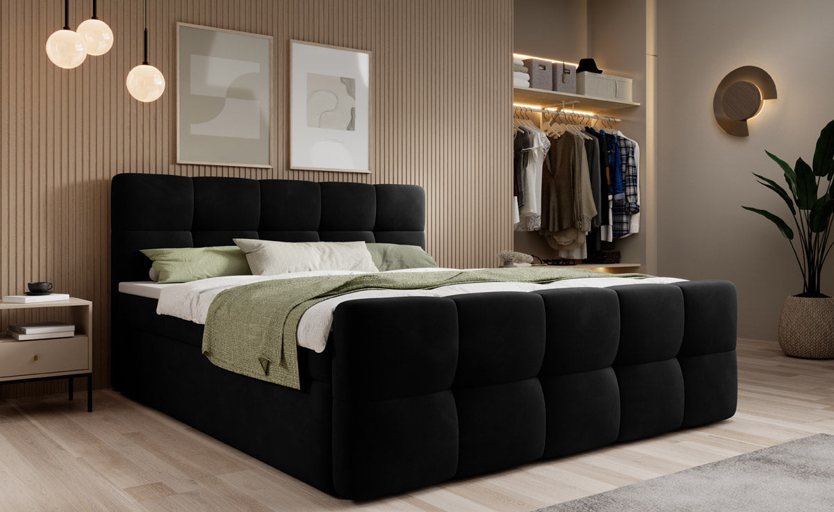 Boxspringbett Cozy Samt mit Stauraum