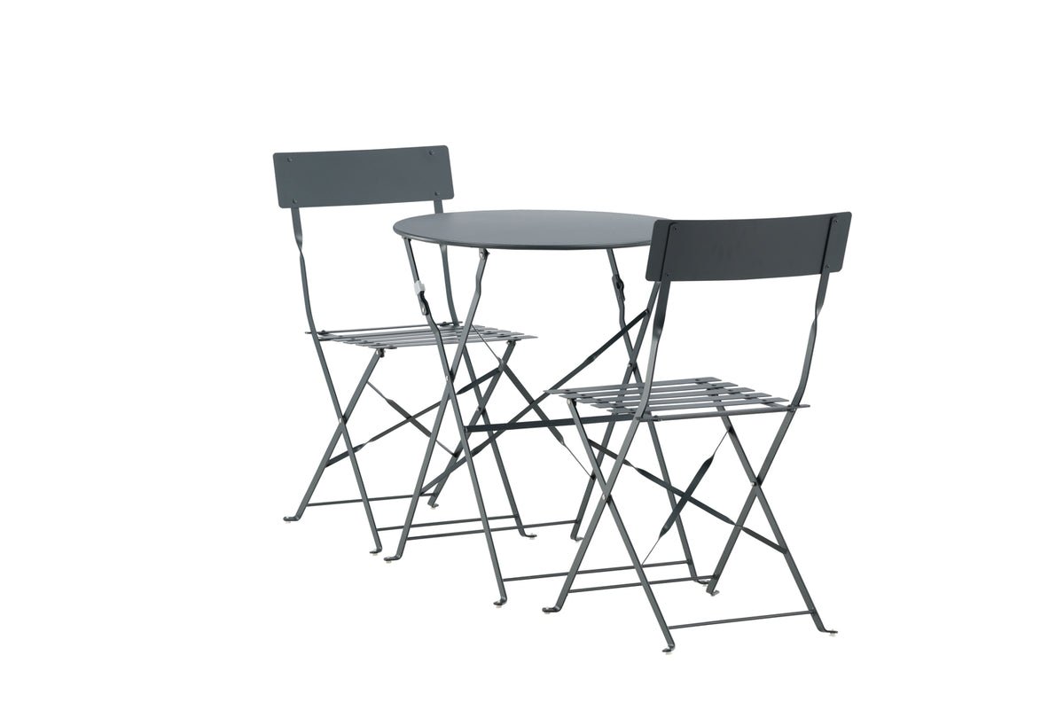 Café Set Bordeaux - 2er Set Stühle inklusive Tisch in Dunkelgrau