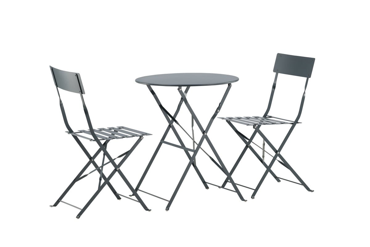 Café Set Bordeaux - 2er Set Stühle inklusive Tisch in Dunkelgrau