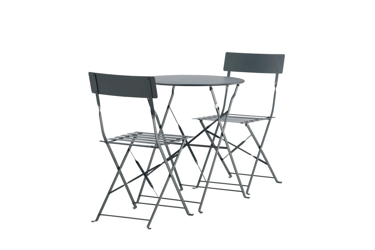 Café Set Bordeaux - 2er Set Stühle inklusive Tisch in Dunkelgrau