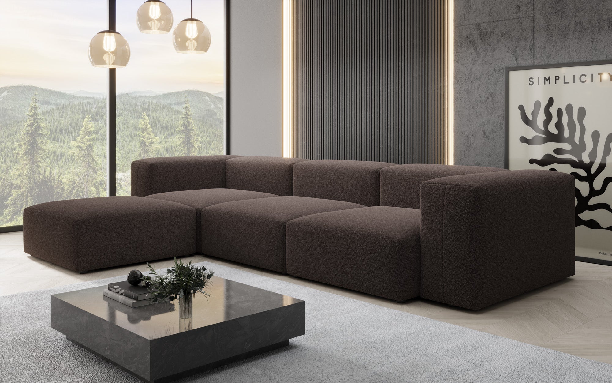 Designer L Sofa Snug in Bouclé