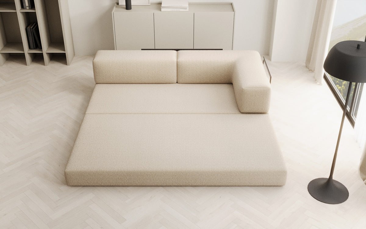 Designer Sofa/Chaise Longue Lazy in Bouclé