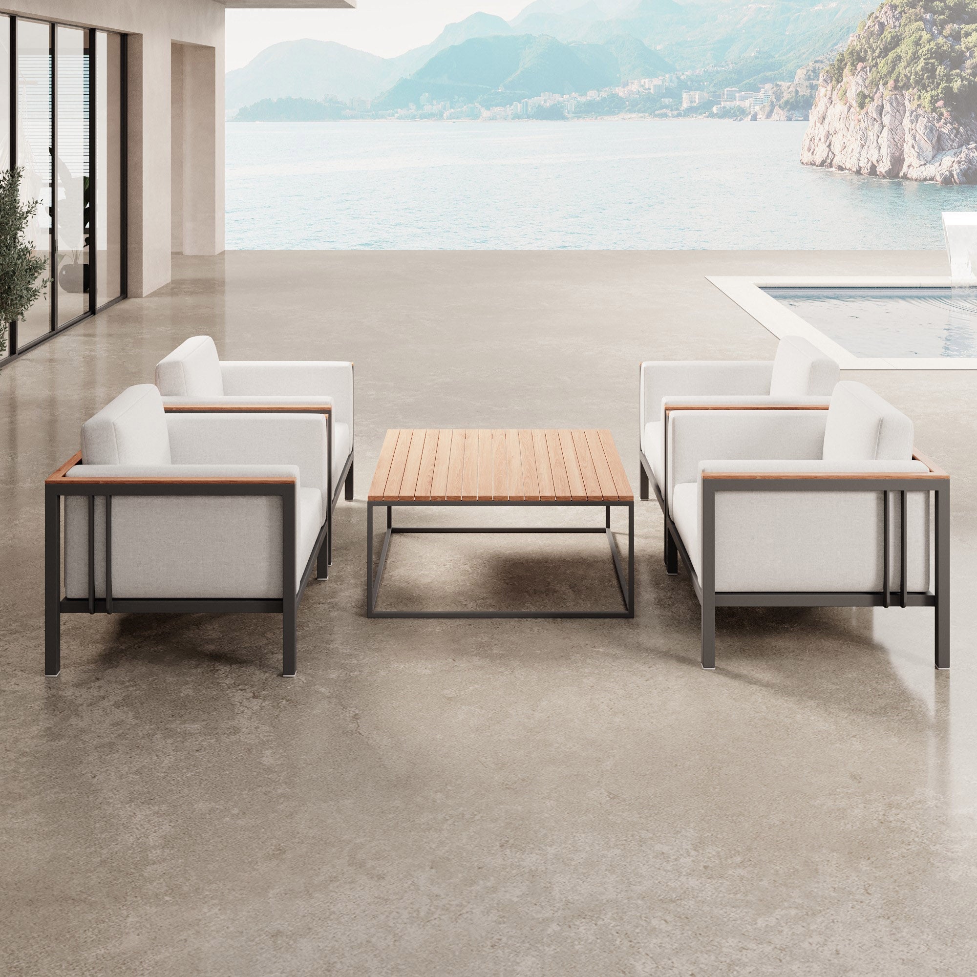 Euphoria – 4 Loungesessel & Tisch aus Aluminium | Aevora™ Kollektion