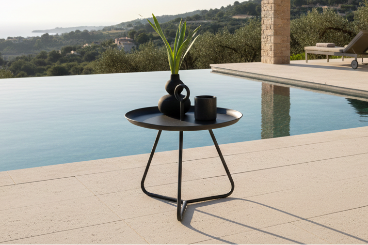 Garten Beistelltisch Moeve - Ø40 aus schwarzem Stahl