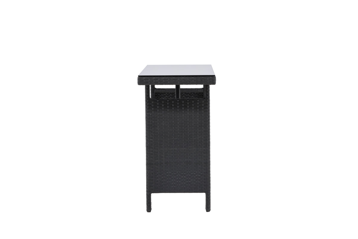 Garten Beistelltisch Pandora - Aus Rattan und Glas in Schwarz