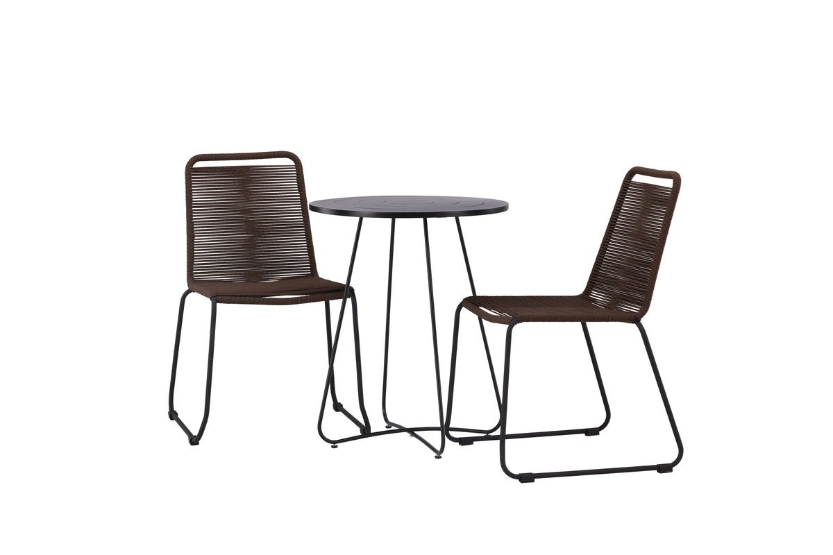 Garten Cafegruppe Aven – 3-teiliges Gartenmöbel-Set in Braun/Schwarz