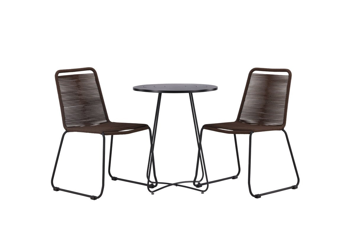 Garten Cafegruppe Aven – 3-teiliges Gartenmöbel-Set in Braun/Schwarz