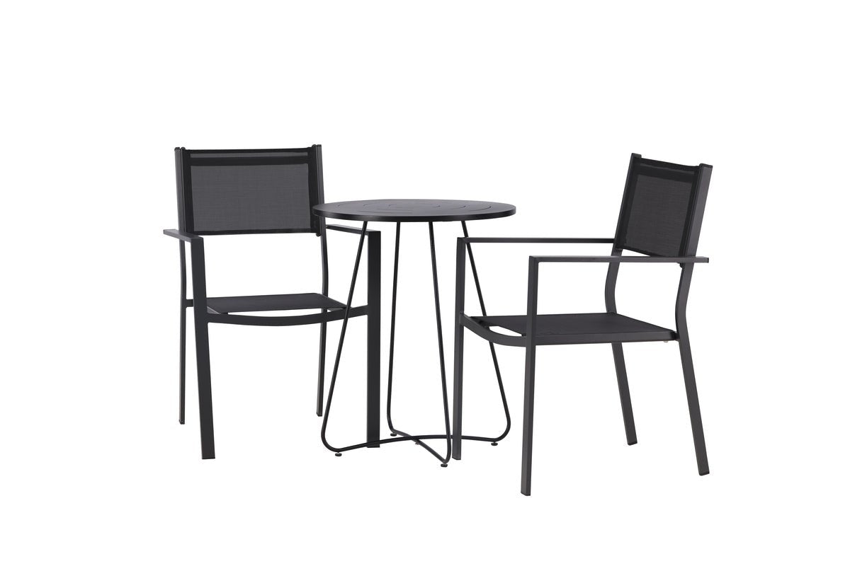 Garten Cafegruppe Marvin – 3-teiliges Gartenmöbel-Set in der Farbe Schwarz