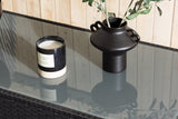 Garten Couchtisch Lena - Aus Rattan und Glas in Schwarz