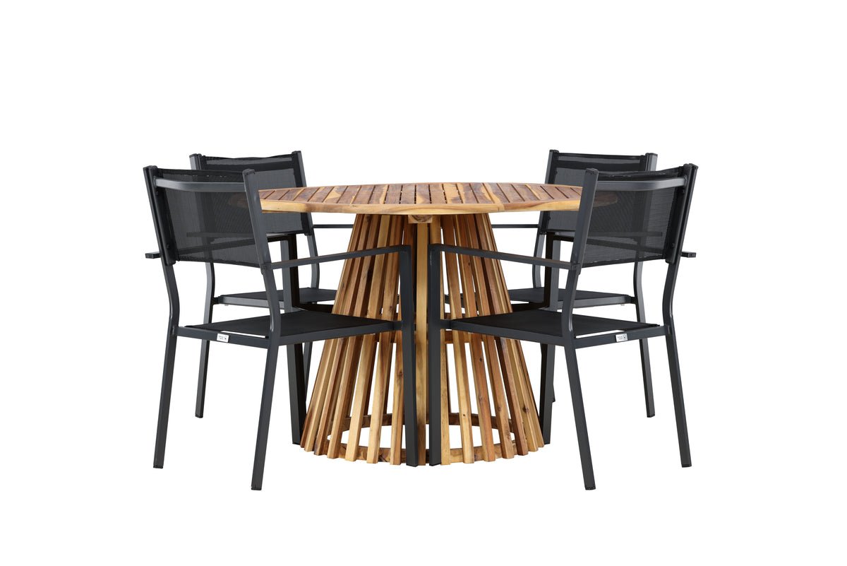 Garten Essgruppe Cocobello – 5-teiliges Gartenmöbel-Set mit rundem Tisch aus Akazie